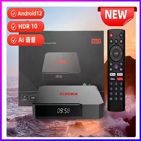 【Geninue 2026 SU7 Smart Tv Box Powerful Allwinner H618 4GB RAM 32G ROM BT5.1 Android 12 Support Engl