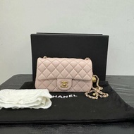 CHANEL 23k金球 cf大mini玫瑰粉 20*7*13 全新閒置配件盒子塵袋