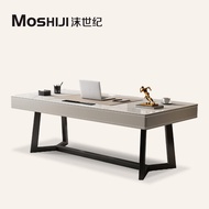 沫世纪岩板书桌轻奢现代家用书房写字台电脑桌意式极简实木老板办公桌 1.8米书桌+带智能插座