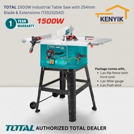 TOTAL 1500W Industrial Table Saw with 254mm Blade & Extensions (TS5152542)