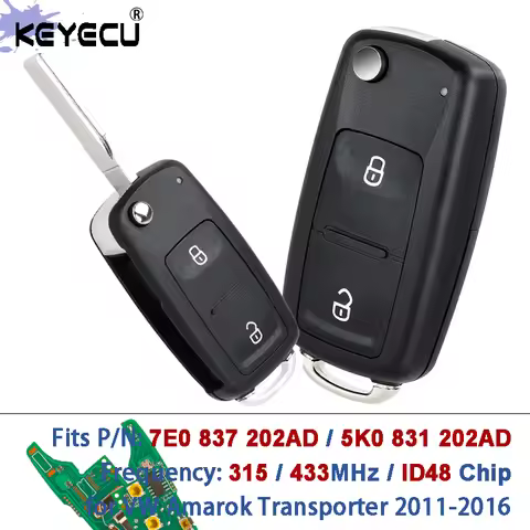 KEYECU 7E0 837 202AD / 5K0 831 202AD 315MHz/ 433MHz ID48 Chip for Volkswagen Amarok Transporter 2011