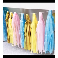 F11 Party Crepe Paper Tassel Foil Tassels Birthday Party Decoration Tassel 1 pack 5pcs