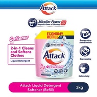 ATTACK LIQ DETER+SOFTNER REFILL POUCH 3KG SWEET FLORAL