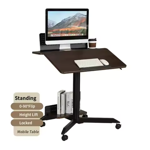 Manufacturer Mobile Gas Spring Standing Flipper Desk Pneumatic Height Adjustable Flip Training Table