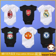 Milanman Liverpool Chelsea Half-Sleeved Asenna Newborn Pure Cotton Breathable Jersey Bag Butt Jumpsuit Summer Infant Children Clothes Romper Printed MJ82