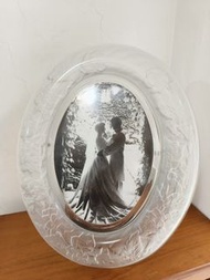 超美🤍早期日本製水晶玻璃磨砂橢圓形相框5×7” 結婚照 附盒裝 新娘新郎 婚禮會場擺設 居家生活 值得收藏 美品 老件 復古 年代物