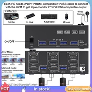 PP   Dual Computer Kvm Switch Kvm Switch for 3 Monitors 8k30hz 4k144hz Usb3.0 Kvm Switcher Eu Plug for Ultra-fast Data Transfer Computer Switcher
