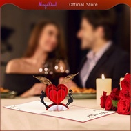 MagiDeal Elegant 3D Love Greeting Card Decorative Paper Card for Anniversary Gift for Girlfriend Wif