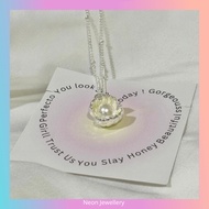 S925 Silver Necklace Pearl Seashell Necklace Pearl Necklace Women Silver Necklace Rantai Silver 925