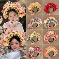 AUBREY1 Hanfu Silk Flower Hair Hoop, Cloth Double-sided Ethnic Style Flower Headband, Fashion Hair Accessories Headwear Korean Style Women Hair Bands Hanfu Headdress