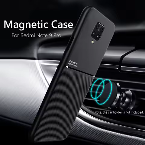 For Redmi Note 9 Pro Case Car Magnetic Leather Cover Soft Frame Funda On For Xiaomi Redmi Note 9S No