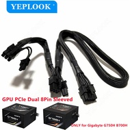 PCIe 8Pin to Dual 8Pin (6+2Pin) GPU Cable Sleeved 18AWG 60+20CM For GIGABYTE 80Plus Gold Semi Modula