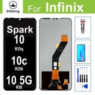 6.6 "LCD สำหรับ Tecno Spark 10/10C ชิ้นส่วนจอสัมผัสแอลซีดีของเครื่องแปลงดิจิทัล KI5k KI5q ไม่มีพิกเซ