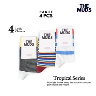 THE MUDS - Bundling Package of 4 Pairs of Women's Quarter Socks with Tropical Motif