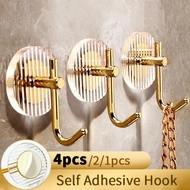 4 PCS new design Strong Wall Hook Self Adhesive Hooks sticky Hook Door Wall Hangers Hooks 3M Stickiness Hook Acrylic Strong Load-bearing Luxury Durable Traceless Hook