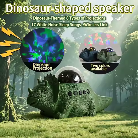 1PC Sleep Speaker, Creative Dinosaur Wireless Speaker with 360 degree Rotating Night Scene Effect, B