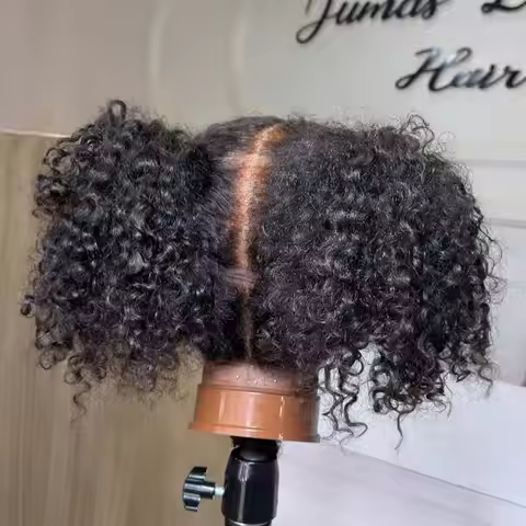 Black Color 13X4x1 HD Lace Frontal Synthetic Wig Ponytail Jerry Curly Preplucked Cosplay Daily Party