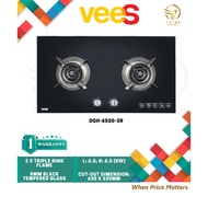 Vees Triple Ring Strong Fire Double Burner Gas Hob DGH-6500-3R 6.5kw with Safety Suiz