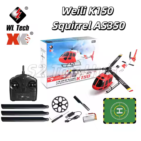 WL Tech XK RC Helicopter K150 Squirrel AS350 4CH 3 Blades Flybarless Barometric Optical Flow Altitud