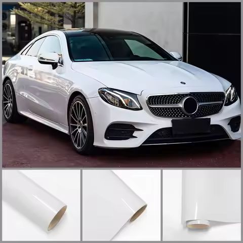 High-Gloss Glossy Arctic White PET Car Whole Body Wrap Vinyl Film Decal DIY PVC Protective Sticker C