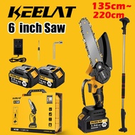 KEELAT KEC004 Mini Chainsaw Battery 6in Mesin Potong Kayu Gergaji Elektrik Batteri Cordless Saw