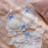 Sweet Bride Butterfly Knot Push up Bra Set No Steel Ring White Fairy Style Underwear for Young Girls