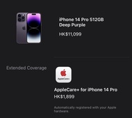 iPhone 14 Pro Deep Purple 512 GB + apple care