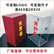 Red Opinion Complaint Merit Election Box Acrylic with Lock Transparent Voting Large Size A4Box Donat