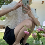 puff sleeve puff sleeve blouse blouse korean style French Retro High-End Short Sleeve Round Neck Puf