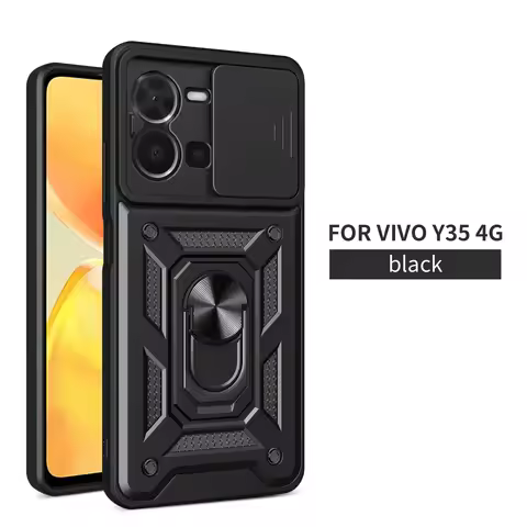 For Vivo Y35 4G Case Vivo Y35 4G Cover Vivo Y35 4G Magnetic Ring Holder Armor Phone Case Slide Camer