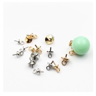 50PCS Lenth 6X2.8MMGold Color Brass Half hole Charms Pins Pendant Screw Eye Pin Bail For Charms Top 