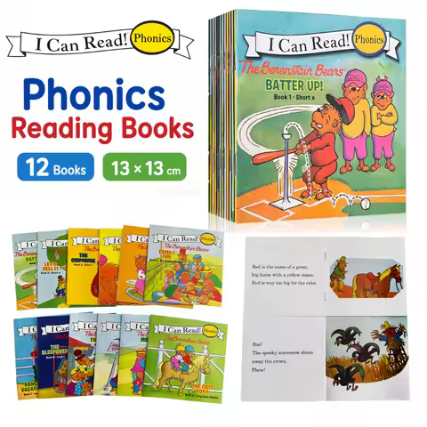 12 Books I Can Read Phonics Berenstain Bears Picture Book for Kids Baby Learning To Read Bedtime Edu
