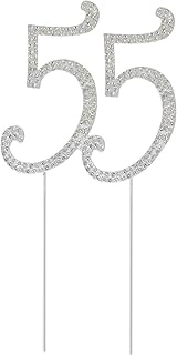 Honbay 55 Birthday Cake Topper Sparkly Bling Alloy Crystal Rhinestones Cake Topper Cake Decoration f
