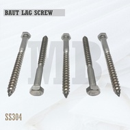 Lag Screw 1/4X2.1/2 HT Desk Screw 1/4 X 2.1/2 HT Wood Screw 1/4X2.1/2 HT SS304 SUS304/ A2-70/