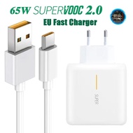 VOOC SUPERVOOC 2.0 65W EU Flash Charger Vooc TYPE-C CHARGER SET&amp;VOOC &amp; SUPERVOOC Type C Cable Compatible For OPPO Find X2 Pro Reno 5 5G 3 4 Pro Ace 2 X20 X2