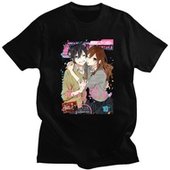 Short Sleeve Black T-shirt Horimiya Hori and Miyamura Men Printed Manga T-shirts Men's Loose Oversiz