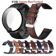 Leather Silicone Watch Strap with PC Case for SUUNTO RUN Replacement Silicone Strap for Suunto Verti