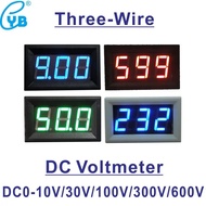 YB27 Tiga Wayar LED Meter Voltan Digital Meter Voltan DC 0-10V 0-30V 0-100V 0-300V 0-600V Pengesan V