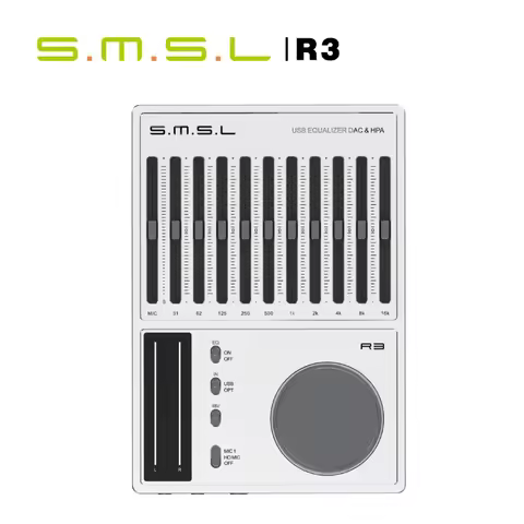 SMSL R3 Gaming DAC Headphone Amplifier Optical Coaxial USB Input Support Microphone EQ Adjustment 3.