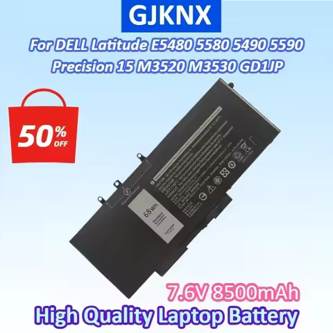 New GJKNX 7.6V 8500mAh 68Wh Laptop Battery for DELL Latitude E5480 5580 5490 5590 Precision 15 M3520