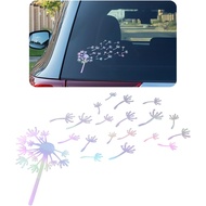 Car Dandelion Flying Sticker, Waterproof Auto Dandelion Flying Flower Sticker with Music Notes, 7.9"
