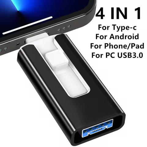 USB 3.0 256GB 128GB Usb Flash Drive 4 IN 1 For iPhone & iPad & Android Phone External Storage 64GB 3