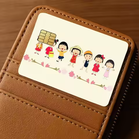 Cartoon C-Chibi Maruko Chan Credit Card 4PCS Anti-scratch Waterproof Stickers for Bank Debit Decorat