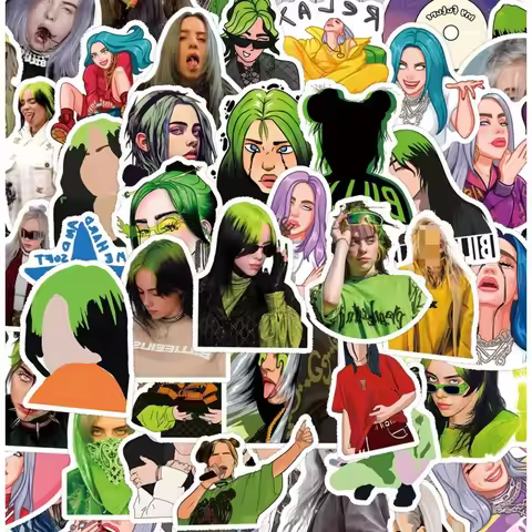 110Pcs Celebrity Mobile Stickers Billie Eilish Graffiti Stickers DIY Luggage Water Cup Stickers