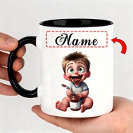 1pc Cute Loves Chocolate Pattern Personalized Gift Custom Mug Can Be Customized with Any Name 11 Oun