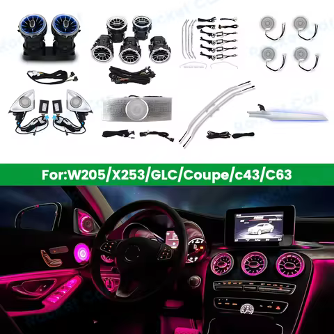 64 Colours LED Turbine Vents Ambient Light For Mercedes Benz W205 X253 GLC Coupe C43 C63s Car Speake