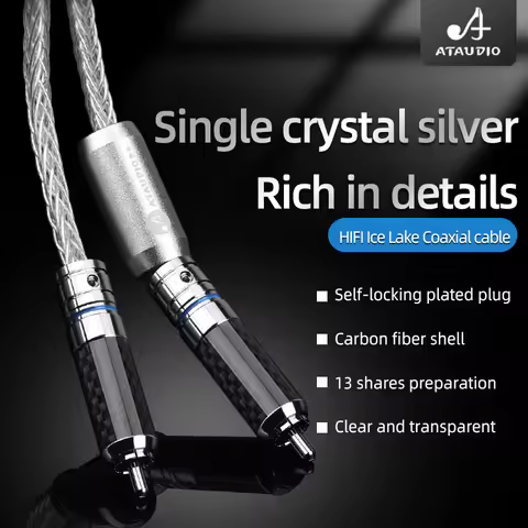 HIFI single crystal silver coaxial cable HiFi pure single crystal silver RCA75 ohm digital COAXIAL s