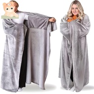 Flannel Wearable Blanket Home Warmth Cloak Blanket Autumn Winter Warm Wrap Blanket Reusable Wearable