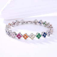 RODREASON Women's 5A-Grade Zircon Bracelet, Four-Leaf Clover Series Pendant Bracelet
