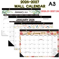 [Ready Stock] 2026-2027 Wall Calendar A3 Size Desk Calendar Jan 2026 to Jun 2027 18 Months Calendar 